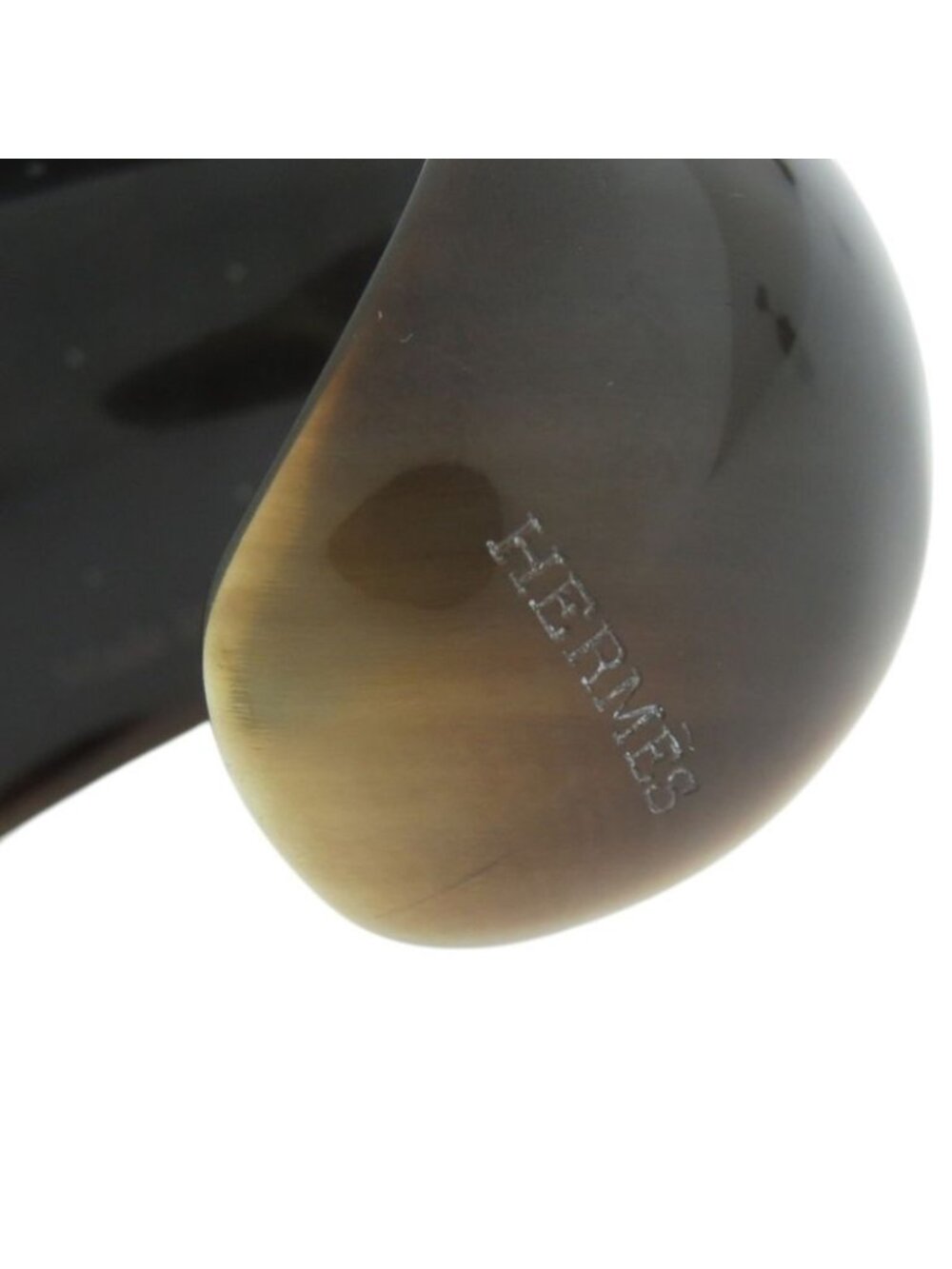 Hermes Studs Buffalo Horn Brown Bangle - Picture 6 of 7